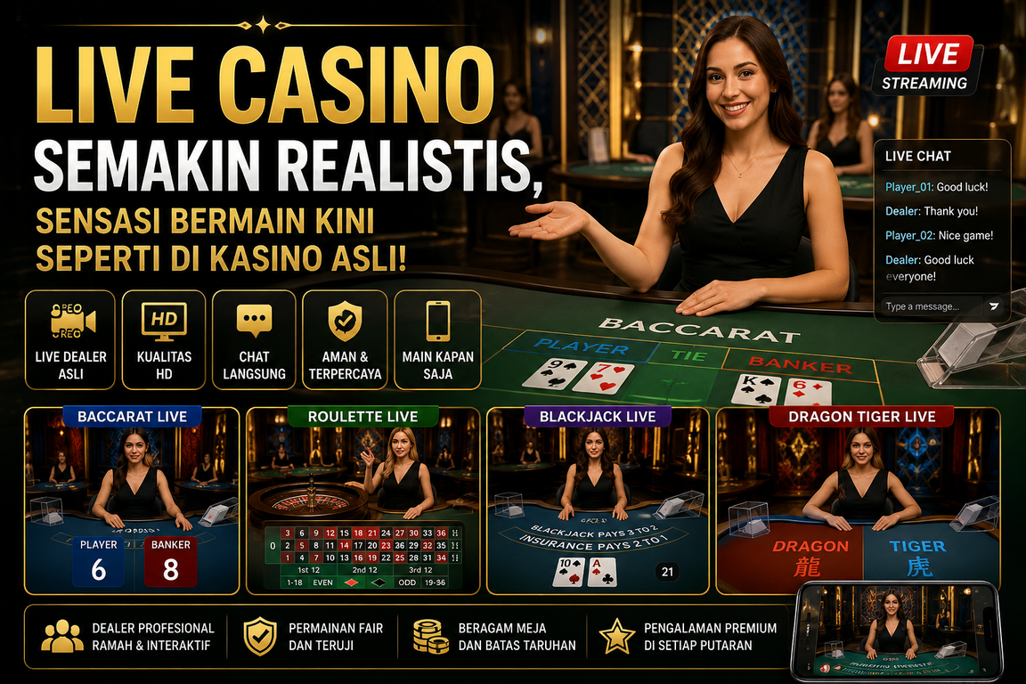 Live Casino Semakin Realistis, Sensasi Bermain Kini Seperti di Kasino Asli